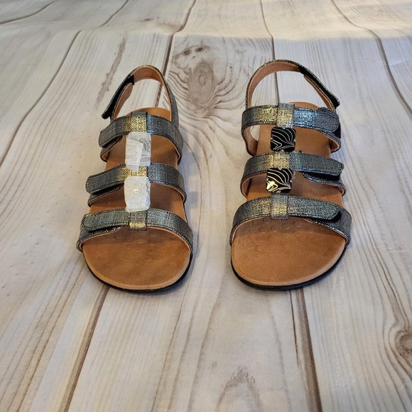 Vionic Rest Amber Backstrap Sandal Metallic Black Women's 10W NWT - Picture 2 of 7
